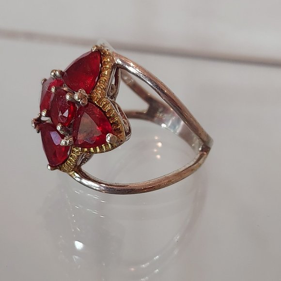 Red ruby star sterling ring by STS - Picture 2 of 7